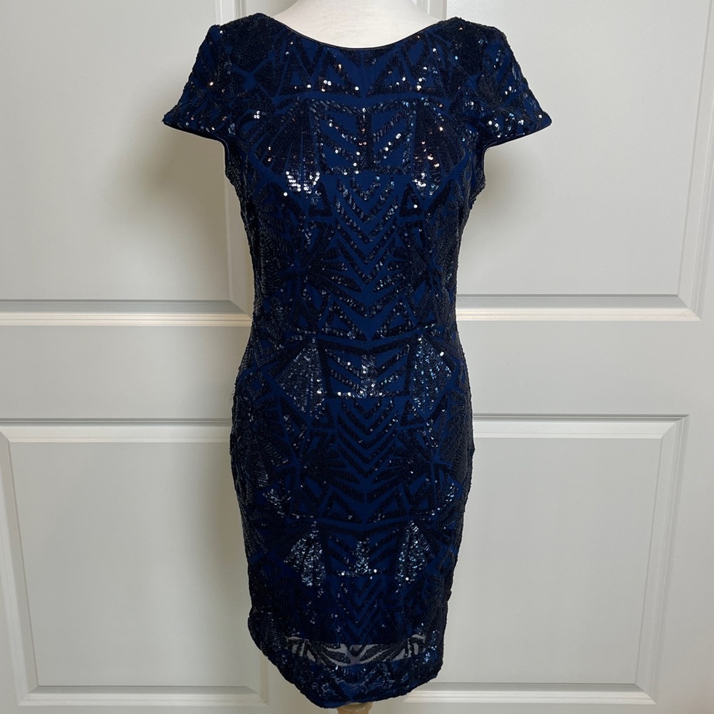 Dress the Population Navy Sequin Dress Size Large